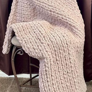 Chunky Knit Chenille Blanket - Handmade Cozy Throw, Soft Home Decor