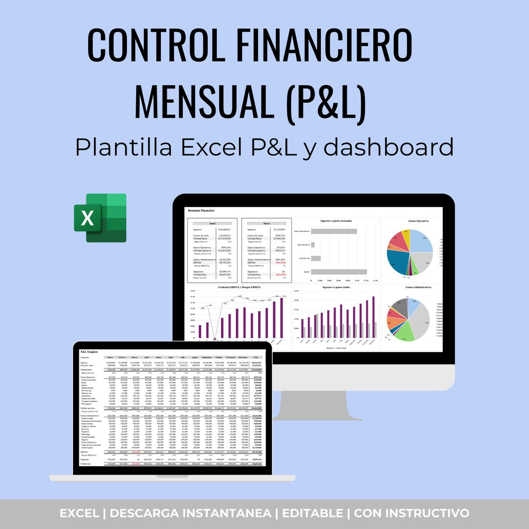 Excel P&L Template | Profit and Loss Statement Spreadsheet | Income ...