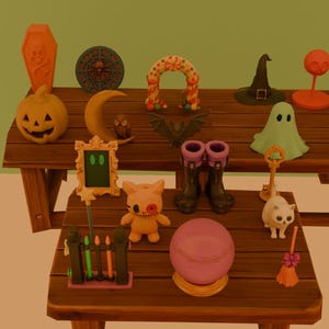 Packung 24 stl. Modelle . Halloween 3D Modelle Bundle | STL Dateien für den 3D Druck | Kürbis, Geist, Schädel, Fledermaus, Sarg, Hexenhut, l und ...andere