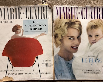 Antic french magazine MARIE CLAIRE set of 2 ; 1957 and 1959