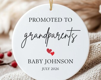 Personalized New Grandparents Ornament: Promoted to Grandparents New Baby Pregnancy Reveal