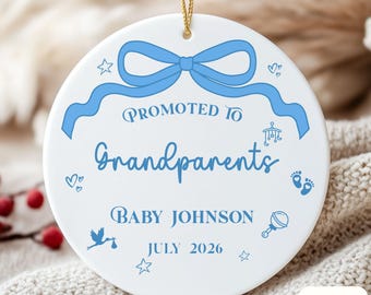Personalized New Grandparents Ornament: Promoted to Grandparents New Baby Pregnancy Reveal