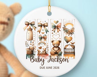 Addobbo natalizio personalizzato per la nascita del bambino, annuncio di gravidanza personalizzato, annuncio per i nonni, addobbo natalizio per la nascita del bambino, annuncio di nascita