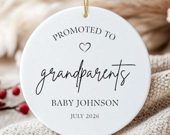 Personalized New Grandparents Ornament: Promoted to Grandparents New Baby Pregnancy Reveal