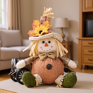 Thanksgiving Scarecrow Plush Doll: Rustic Autumn Home Decor