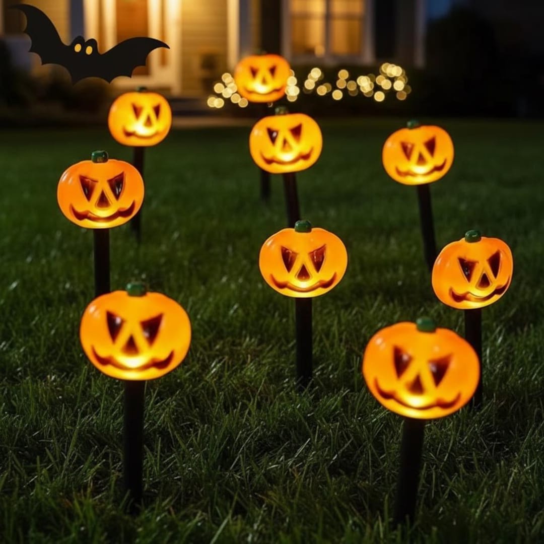 Solar Jack O' Lantern Pathway Lights: Halloween Garden Decor - Etsy