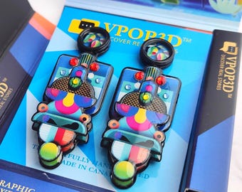 Pendientes colgantes originales hechos a mano para ella, regalo de cumpleaños único, joyería geométrica ligera y llamativa, alternativa bohemia para festivales.