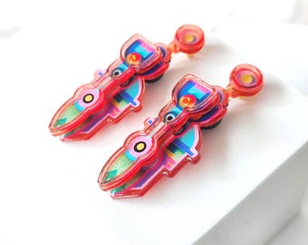 Pendientes maximalistas geométricos, llamativos y coloridos, joyería con efecto cristal, pendientes veraniegos y originales para festivales, regalo único por menos de 25