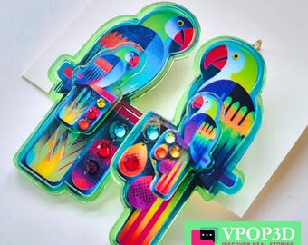 Pendientes acrílicos de loros coloridos, regalo para observadores de aves por menos de 25 € – Joyería tropical estilo Y2K, accesorio para vacaciones de verano
