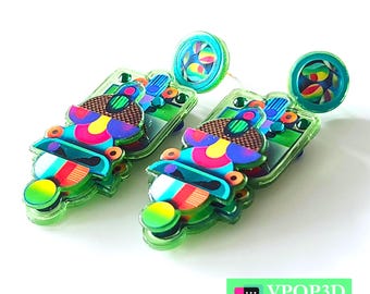 Pendientes llamativos y coloridos – Joyería colgante estilo Pop Art Y2K para festivales, regalo por menos de 25