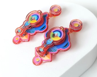 Pendientes divertidos con forma de varita de burbujas, de resina 3D, bonitos y originales, con forma de corazón y burbujas, pendientes maximalistas hechos a mano para el verano, regalo de cumpleaños para ella.