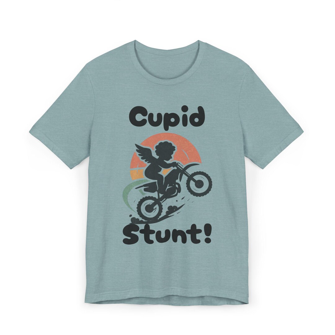 Cupid Stunt Motorcycle Rider T-shirt | Retro Sunset Valentine Graphic ...