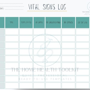 Vital Signs Log | Printable Nurse Charting Sheet | Home Health RN Template | Patient Vitals Tracker | Digital Download