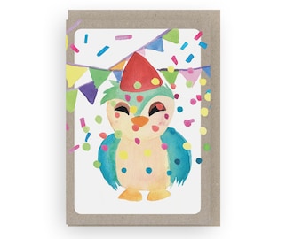 Owl Birthday Card, Happy Birthday Owl Card, Large Kids Birthday Card, Eco-Friendly Birthday Card, Child Birthday Card, Owl Lover Card