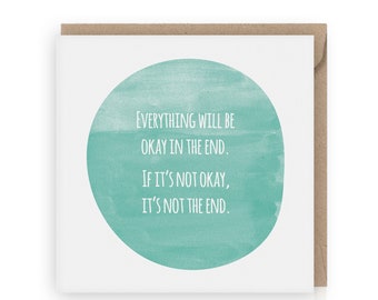 Everything Will Be Okay CARD, ENCOURAGEMENT MOTIVATIONAL Quote Double Side Print Fold Card, Best Friend Gift For All Occasions