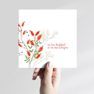 Christmas Rose Hip Flower Bouquet, White Berries, Christmas Cards Pack, Holiday Cards Kit, Seisonal Cards, Eco Friendly, Simple, Winter image 4