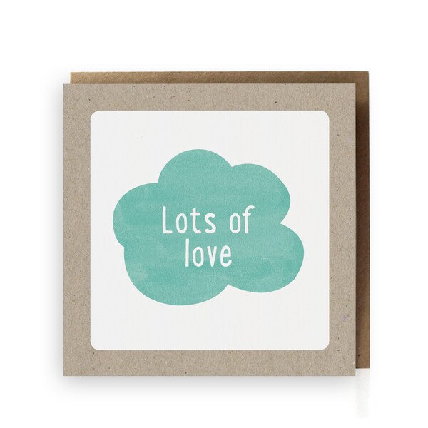 Lots Of Love-Karte, Basiskarten, Aquagrüne Farbe, Wolke, umweltfreundlich