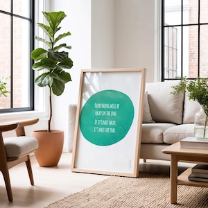 Poster "Andrà tutto bene", "Andrà tutto bene", decorazione da parete, arredamento per la casa, stampa motivazionale, stampa con citazione motivazionale, arte murale moderna, formato A5