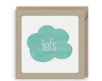 Lots Of Love greeting card, Available in Dutch and English, Aqua Green, Cloud, Basic Cards