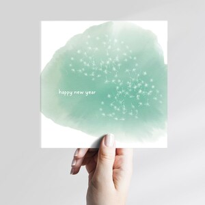Happy New Year, new years card set, card pack, green holiday cards, illustrated, simple, pure design, holiday card set image 5