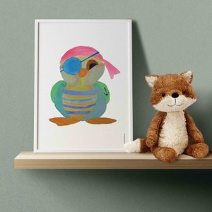 Stampa pirata, decorazione murale pirata, adorabile piccolo pirata per la cameretta del bambino, grande poster per la cameretta dei bambini, poster nautico, sala giochi a tema per bambini