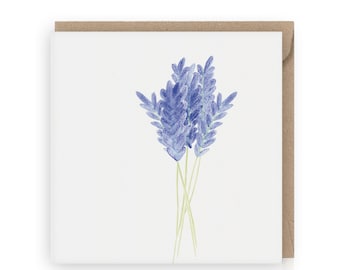 Lavender Greeting Card, Purple Flower Card, Purple Floral Greeting Card, Any Occasion Floral Card, Lavender Lover Gift, Simple Floral Card
