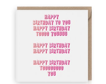 Joyeux anniversaire carte de voeux, carte d'anniversaire drôle avec texte rose pour frère, enfants, père, mère, cadeau parfait pour une fête d'anniversaire