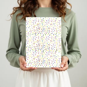 Carte de voeux A4 respectueuse de l'environnement avec confettis colorés - Carte vierge, durable et peinte à la main pour toutes les occasions