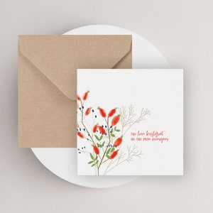 Christmas Rose Hip Flower Bouquet, White Berries, Christmas Cards Pack, Holiday Cards Kit, Seisonal Cards, Eco Friendly, Simple, Winter image 6