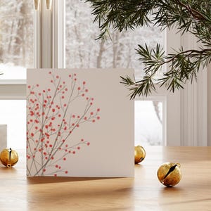 Rode besjes kerstkaarten, takken besjes kaarten, prachtige kerstkaarten, pakket kerstkaarten, kwalitatieve kerstkaarten