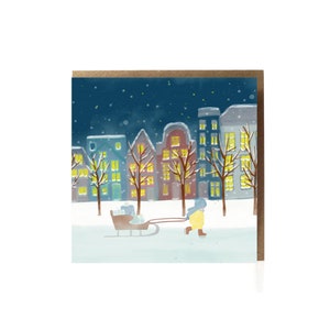 Dutch Canal House, Modern Christmas Cards Pack, Winter Wonderland, Skating Sleigh Snow, Seisonal Holiday Boxed, Watercolor Amsterdam image 9