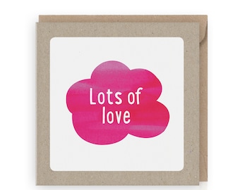 Lots of love / With Love / Greeting Card / Cloud / Basic Greeting Card / Pink Card / Basic Greeting Card / Pink Cloud Greeting Card / Cards