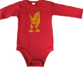 Eekhoorn / Romper / Rood / Baby / Biologisch Katoen / Eekhoorn Illustratie / Unisex Baby Romper / Babyshower / Handgemaakt / Kraamkado