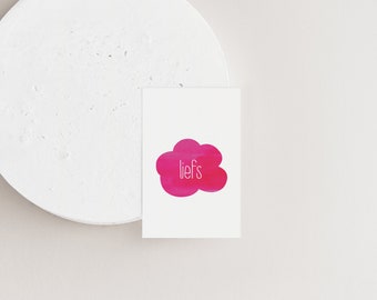 Lots of love pink gift tag, Liefs (Dutch), Gift Tag, Small Cards, Cloud, Mini Cards, Note Card, Hang Tag
