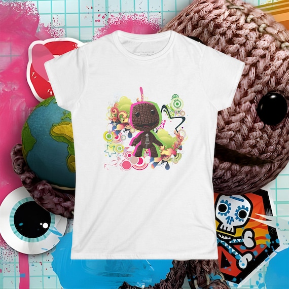 Frutiger Metro Sackboy Graphic Tee Little Big Planet Women's Baby Tee 100% Cotton