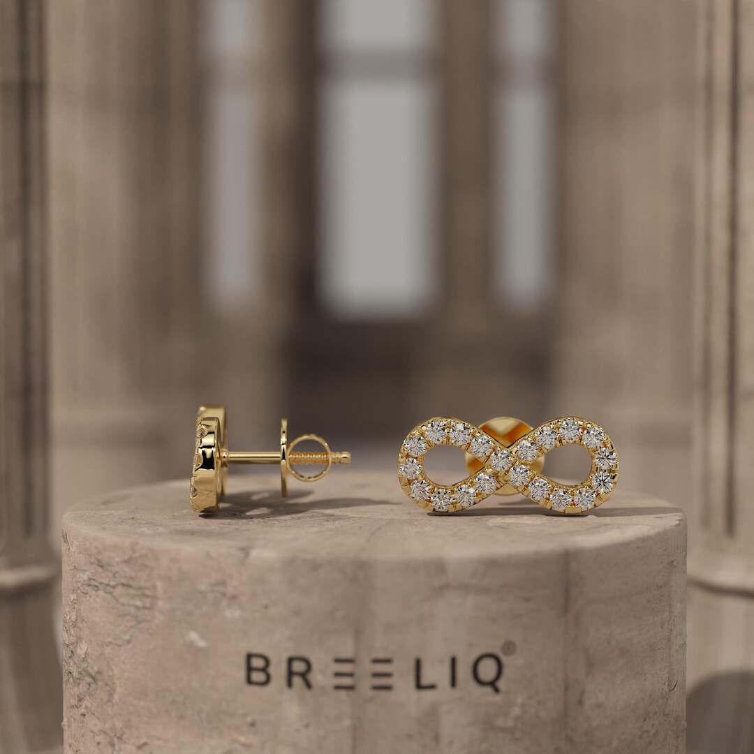 14k Gold Infinity Lab Diamond Studs, Breeliq - Etsy
