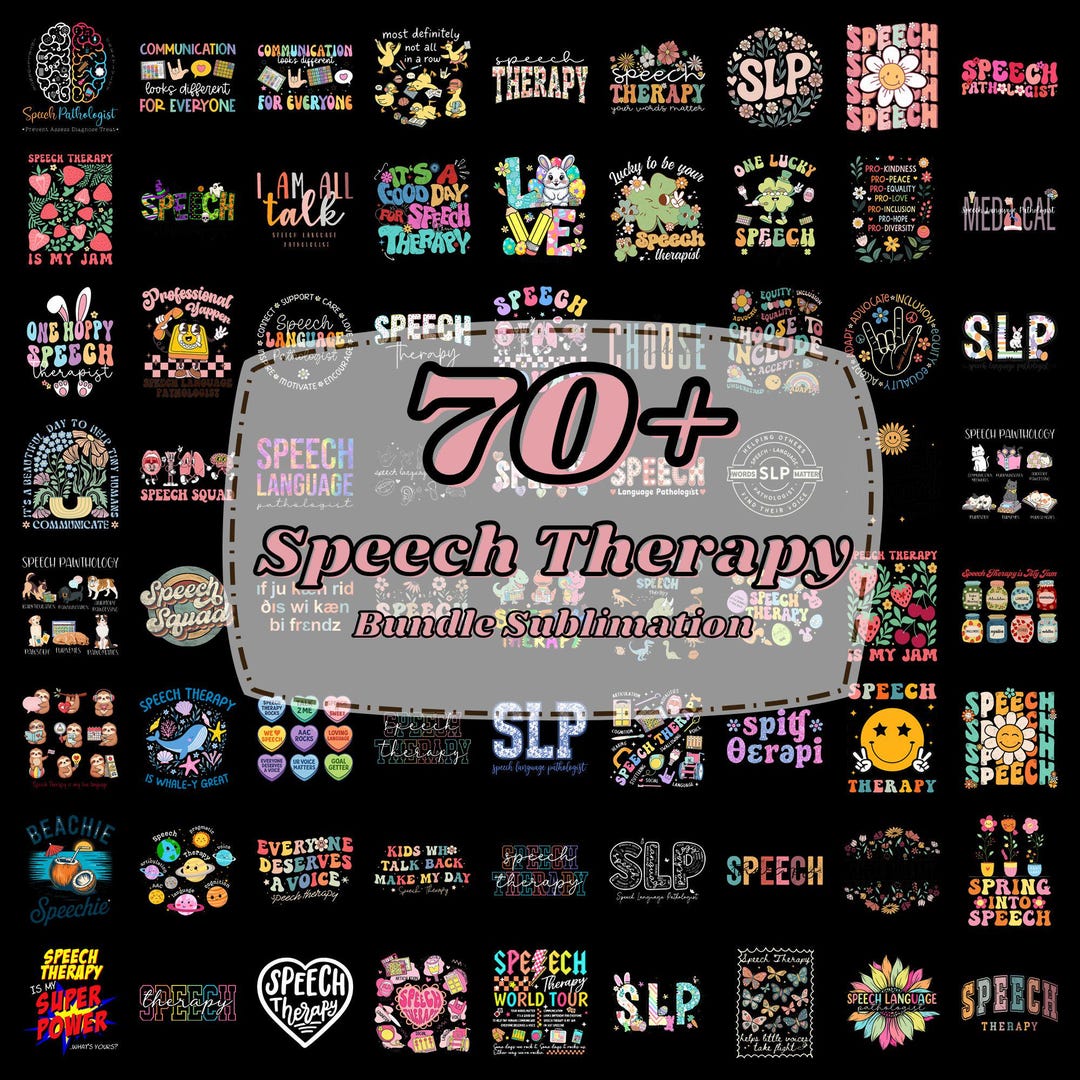 70+ Speech Therapy PNG Bundle, SLP Shirt Design, Speech Language ...