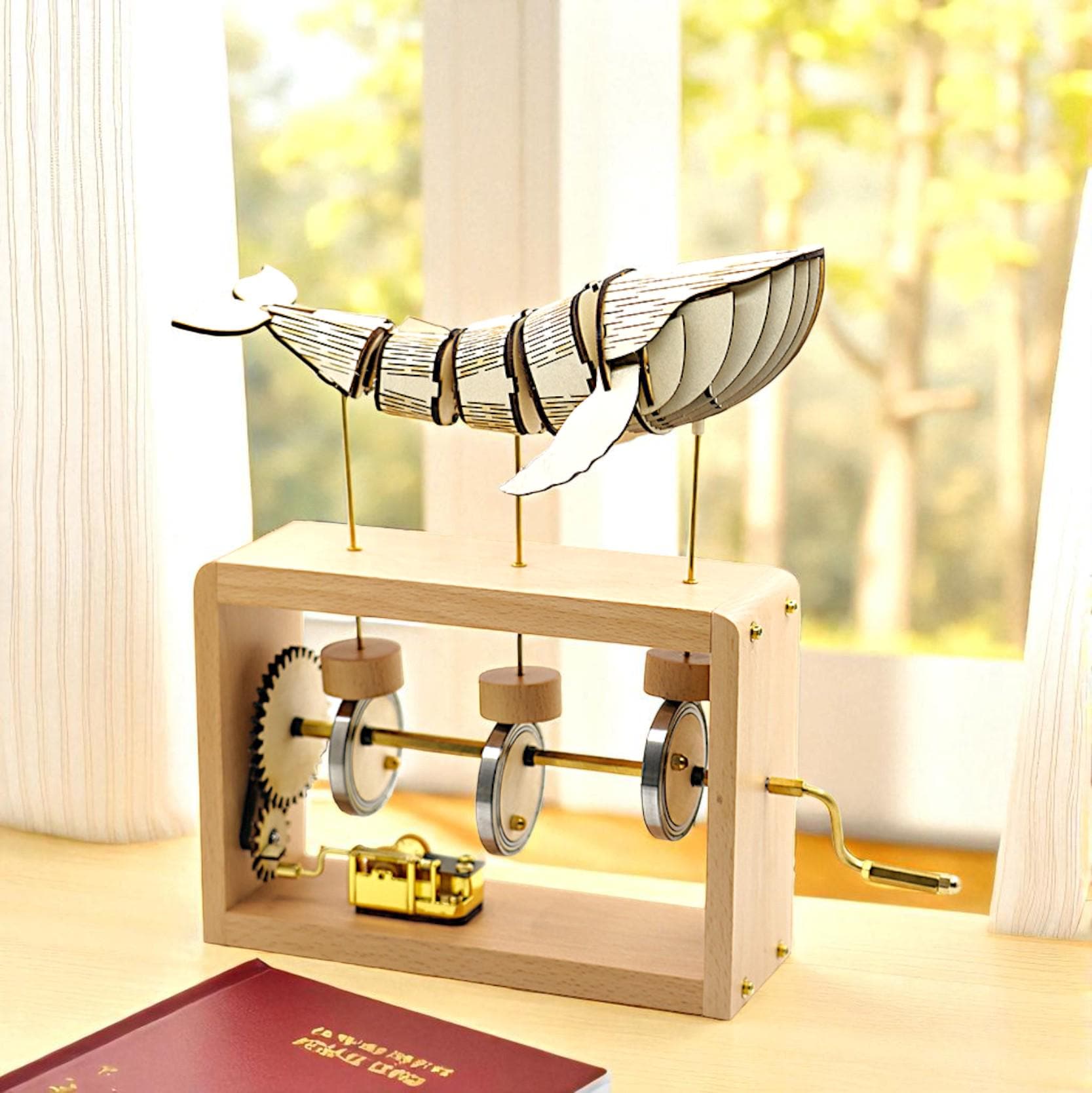 ホビー・楽器・アート prop Hand Crank Whale Music Box – Solid Wood Flying Whale Figurine - Etsy