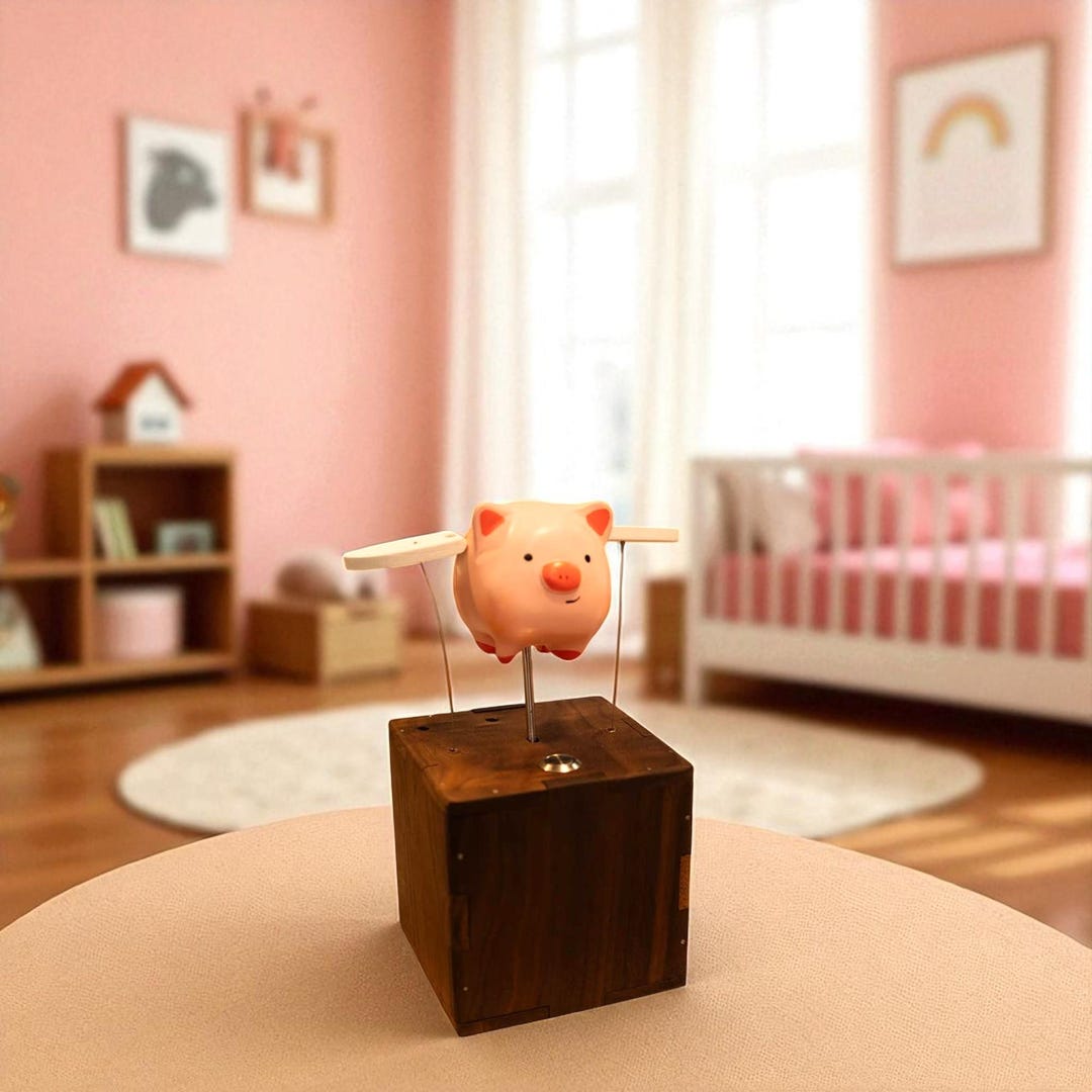 Flying Pig Figurine: Kinetic Sculpture, Maple & Walnut Wood - Etsy