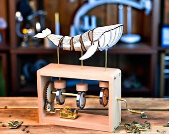 Hand Crank Whale Music Box – Solid Wood Flying Whale Figurine - Etsy