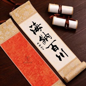 Mini Calligraphy Scroll Set, Blank Hanging Scroll for Calligraphy Practice, Small Scroll Pack 5pcs 10pcs | By Zenboodi