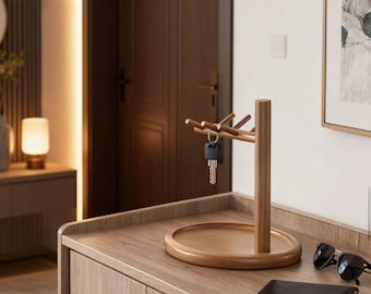 Organizador de entrada, soporte de madera para llaves y gafas de sol, estante de pared para la entrada, almacenamiento para perfumes y correo, perchero rústico para la entrada