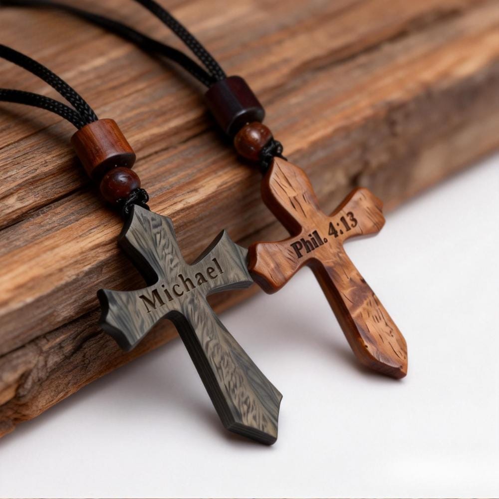 Lot De 2 Croix En Bois Fait Main 7x12cm - Décoration Murale Religieuse