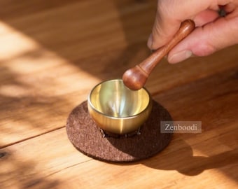 Cuenco tibetano de 4 cm (1,6 pulgadas), pequeño cuenco de latón para aliviar el estrés, regalo de meditación de bolsillo, regalo para profesores de yoga, herramienta de sanación.