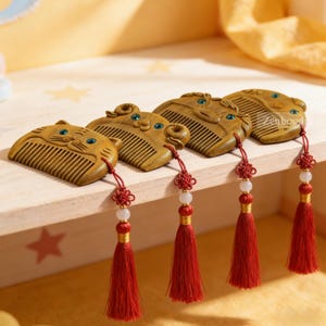 Zodiac Baby Comb, Green Sandalwood Wooden Comb with 12 Animal Designs, Personalized Baby Gift