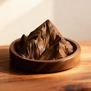 Bergverspreider van zwarte walnoot – Massief houten geurverspreider, houder voor natuurlijke etherische olie, woondecoratiecadeau Alpine Peak