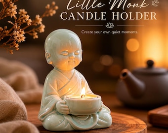 Little Monk Candle Holder, Zen Decor for Home, Meditation Decor, Tea Light Holder, Buddha Statue, Desk Decor, Shelf Decor, Housewarming Gift