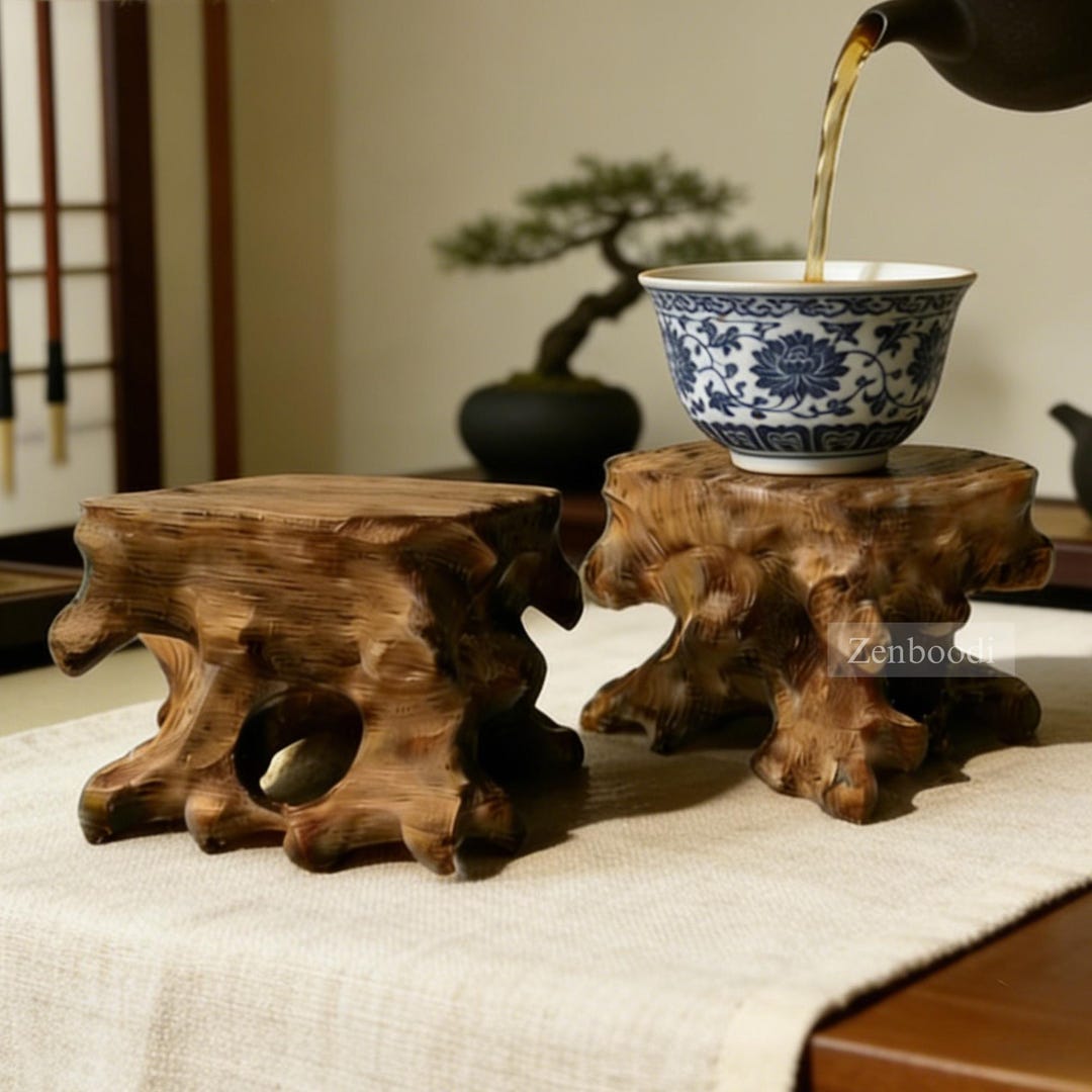 Natural Tree Root Riser Wood Root Carving Stand, Wood Zen Scholar’s Rocks Base, Small Hand ...