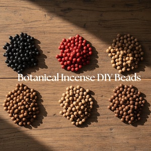 Perlas de incienso de sándalo aromático natural, tamaño de las perlas: 6 mm–18 mm, selección de 10–100 unidades, suministros artesanales para incienso oriental y joyería DIY.