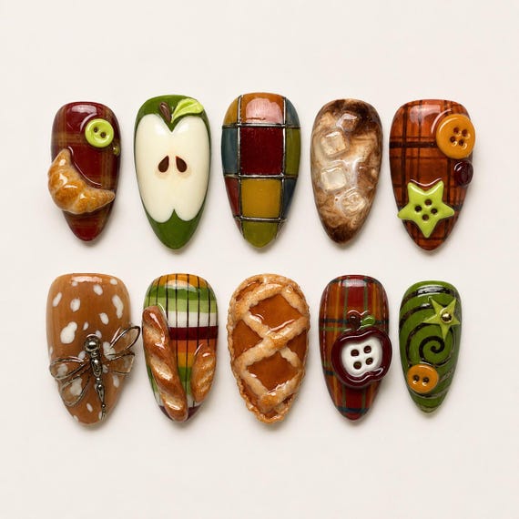 20 Thanksgiving Nail Ideas for a Festive Fall Manicure 18 Apple Pie and Coffee